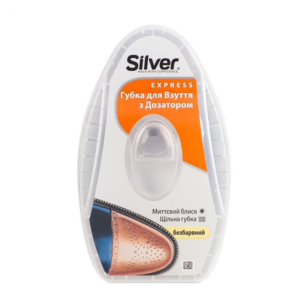 Губка-блиск для взуття Silver з дозатором силікону, безбарвна, 6 мл